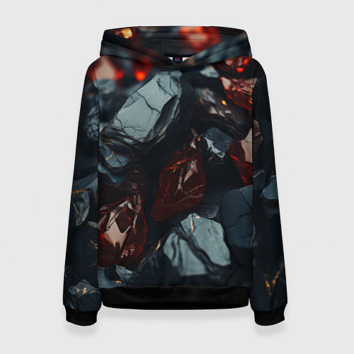 Женская толстовка Темные блестящие абстрактные камни / 3D-Черный – фото 1