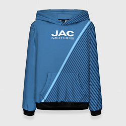 Толстовка-худи женская Jac motors сине-голубой с полосой, цвет: 3D-черный