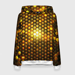 Толстовка-худи женская Металлические соты - роскошный блеск золота, цвет: 3D-белый