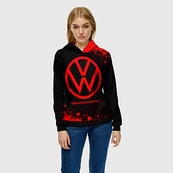 Толстовка-худи женская Volkswagen - red gradient, цвет: 3D-черный — фото 2