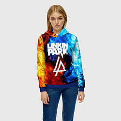 Толстовка-худи женская Linkin park битва огней, цвет: 3D-синий — фото 2