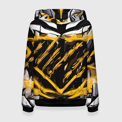 Женская толстовка Yellow and white abstraction on a black background / 3D-Черный – фото 1