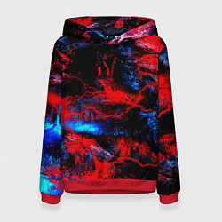 Толстовка-худи женская Космические краски шторм, цвет: 3D-красный