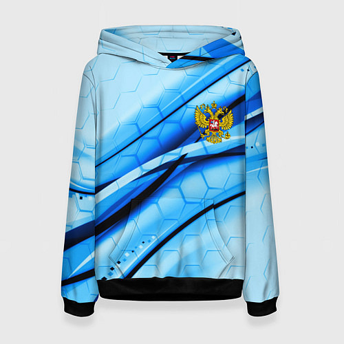 Женская толстовка Герб РФ соты текстура / 3D-Черный – фото 1