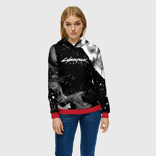 Женская толстовка Cyberpunk 2077 smoke / 3D-Красный – фото 3