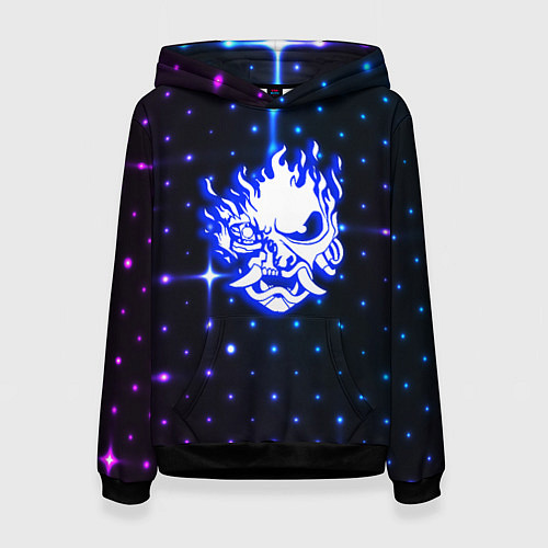 Женская толстовка Киберпанк неоновый паттерн / 3D-Черный – фото 1