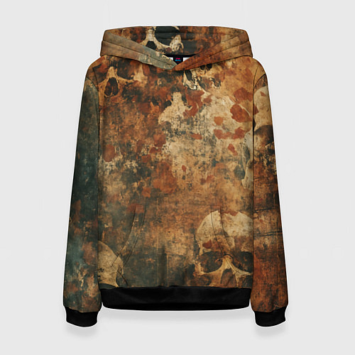 Женская толстовка Грязный гранж с черепами / 3D-Черный – фото 1