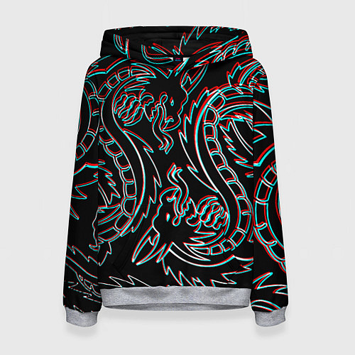 Женская толстовка Драконы глитч киберпанк / 3D-Меланж – фото 1