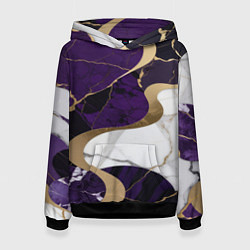 Толстовка-худи женская Фиолетовый с белым и золотым, цвет: 3D-черный