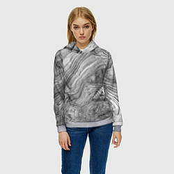 Толстовка-худи женская Текстура дерева - абстракция, цвет: 3D-меланж — фото 2