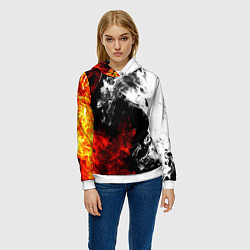 Толстовка-худи женская Битва дыма и огня, цвет: 3D-белый — фото 2