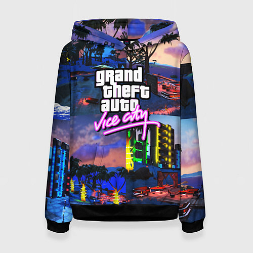 Женская толстовка GTA vice city коллаж / 3D-Черный – фото 1