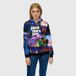 Толстовка-худи женская GTA vice city коллаж, цвет: 3D-черный — фото 2