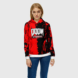 Толстовка-худи женская Doom eternal краски, цвет: 3D-белый — фото 2
