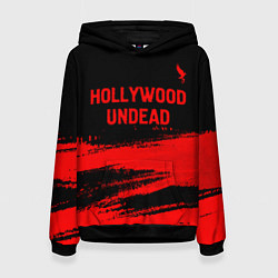 Толстовка-худи женская Hollywood Undead - red gradient посередине, цвет: 3D-черный