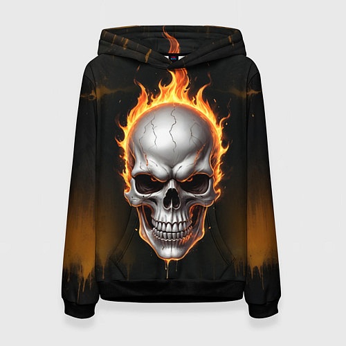 Женская толстовка Череп в огне / 3D-Черный – фото 1