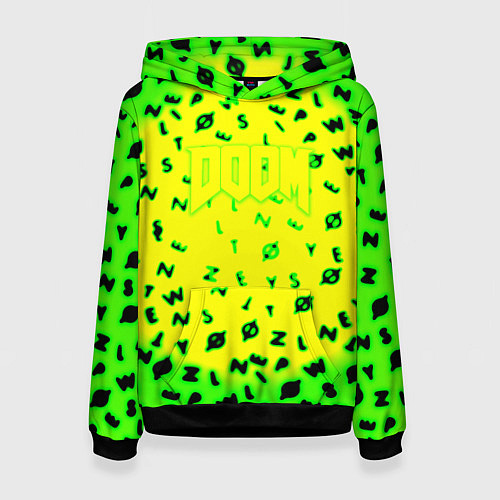 Женская толстовка Doom кислотное лого символы / 3D-Черный – фото 1