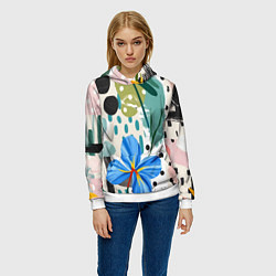 Толстовка-худи женская Цветы горошек абстракция, цвет: 3D-белый — фото 2