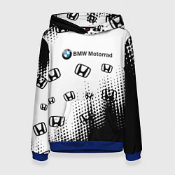 Толстовка-худи женская BMW x honda pattern, цвет: 3D-синий