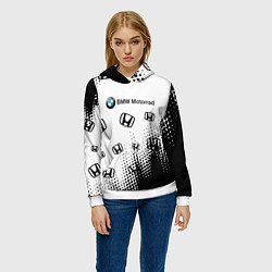 Толстовка-худи женская BMW x honda pattern, цвет: 3D-белый — фото 2