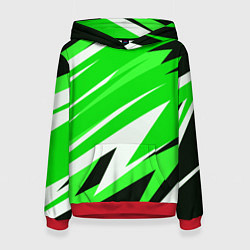 Толстовка-худи женская Geometry stripes green, цвет: 3D-красный