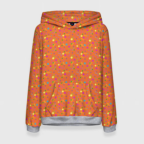 Женская толстовка Разноцветное конфетти на оранжевом - паттерн / 3D-Меланж – фото 1