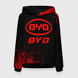 Толстовка-худи женская BYD - red gradient, цвет: 3D-черный