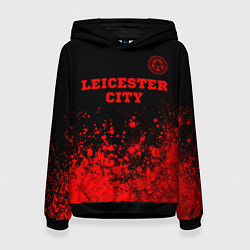 Толстовка-худи женская Leicester City - red gradient посередине, цвет: 3D-черный