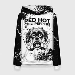 Толстовка-худи женская Red Hot Chili Peppers - рок пес, цвет: 3D-белый