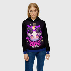 Толстовка-худи женская Cute as hell, цвет: 3D-синий — фото 2