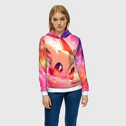 Толстовка-худи женская Покемон Пикачу крупно, цвет: 3D-белый — фото 2