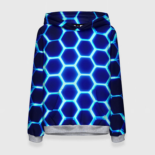 Женская толстовка Неоновые шестигранники с подсветкой / 3D-Меланж – фото 1