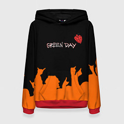 Толстовка-худи женская Green day rock, цвет: 3D-красный
