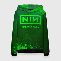 Толстовка-худи женская Nine Inch Nails - green gradient, цвет: 3D-черный