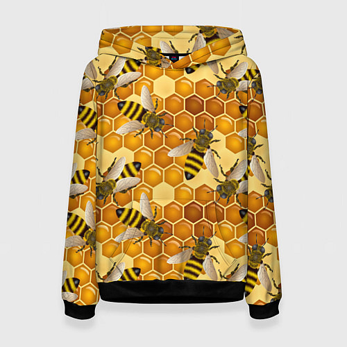 Женская толстовка Пчелиный цветной паттерн / 3D-Черный – фото 1