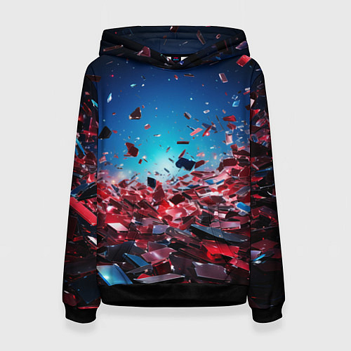 Женская толстовка Осколки плит в движении / 3D-Черный – фото 1