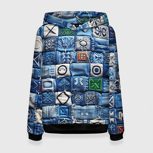 Женская толстовка Геймерский пиксельный пэчворк / 3D-Черный – фото 1