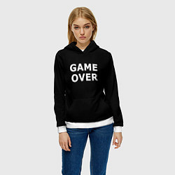 Толстовка-худи женская Game over white logo, цвет: 3D-белый — фото 2