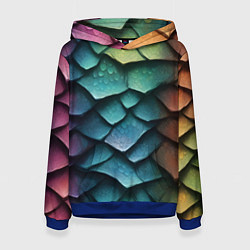 Толстовка-худи женская Цветная чешуя дракона, цвет: 3D-синий