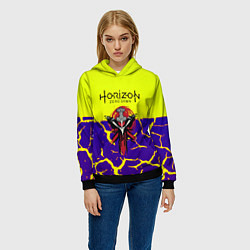 Толстовка-худи женская Horizon zero dawn разломы, цвет: 3D-черный — фото 2