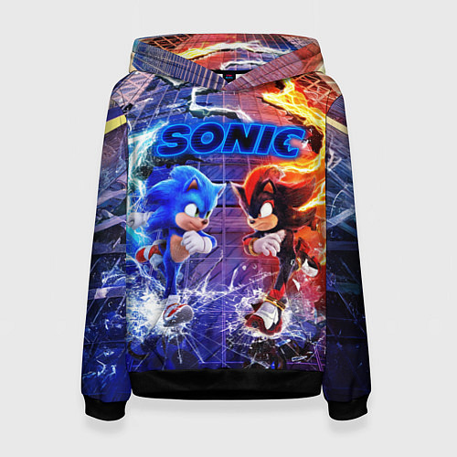 Женская толстовка Соник и Шэдоу ёжики / 3D-Черный – фото 1