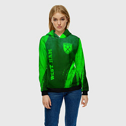 Толстовка-худи женская West Ham - green gradient вертикально, цвет: 3D-черный — фото 2