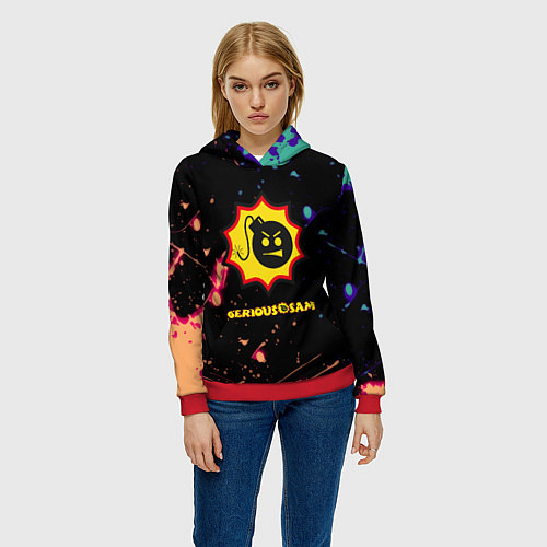 Женская толстовка Serious Sam краски текстура / 3D-Красный – фото 3