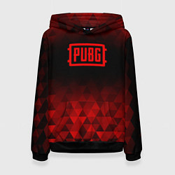 Толстовка-худи женская PUBG red poly, цвет: 3D-черный