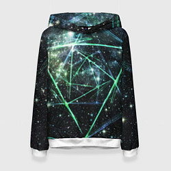 Толстовка-худи женская Космические линии звезды, цвет: 3D-белый