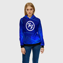 Толстовка-худи женская Foo Fighters blue poly, цвет: 3D-черный — фото 2