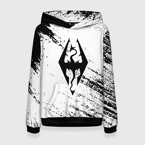 Женская толстовка The Elder Scrolls чёрно белые краски / 3D-Черный – фото 1