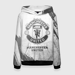 Толстовка-худи женская Manchester United - white gradient, цвет: 3D-черный