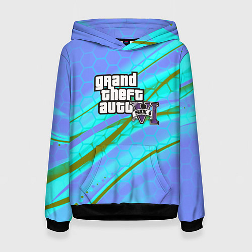 Женская толстовка GTA 6 неоновые соты геометрия / 3D-Черный – фото 1