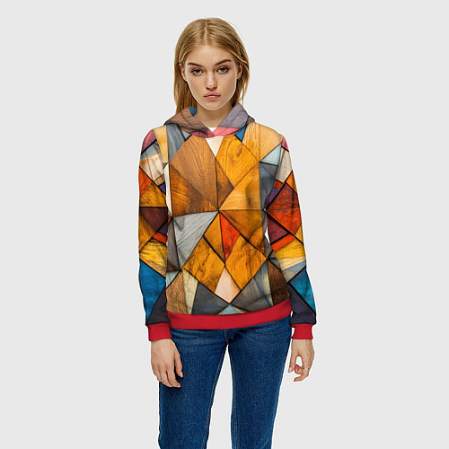 Женская толстовка Мозайка / 3D-Красный – фото 3